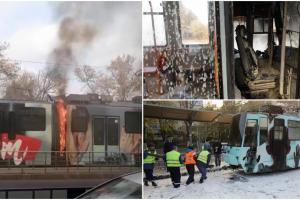 Un tramvai a luat foc pe linia 1 din Bucureşti. Toţi călătorii s-au autoevacuat