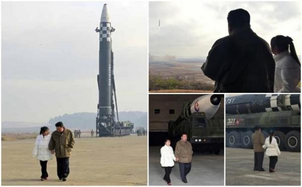Kim Jong Un şi-a scos pentru prima oară fiica în public. Liderul nord-coreean a dus-o pe copilă să vadă testul cu rachetă intercontinentală