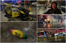 "Ardea, nu făceam faţă cu stingătoarele!". Un taximetrist a murit după ce mașina lui s-a izbit de un autobuz și a luat foc, pe bulevardul Regina Maria din București