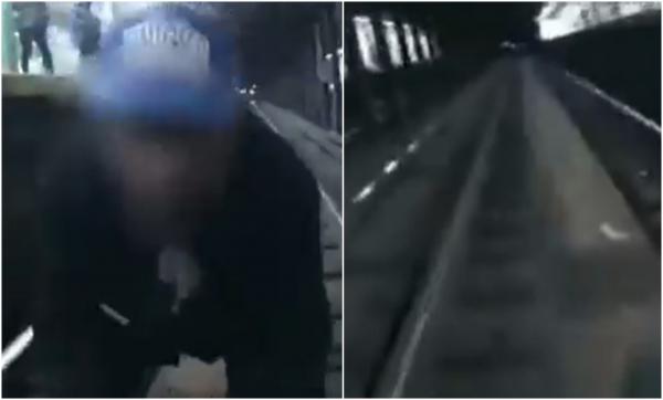 Momentul terifiant în care un bărbat este salvat la limită de pe şinele de metrou, în New York. A suferit răni la cap şi la spate