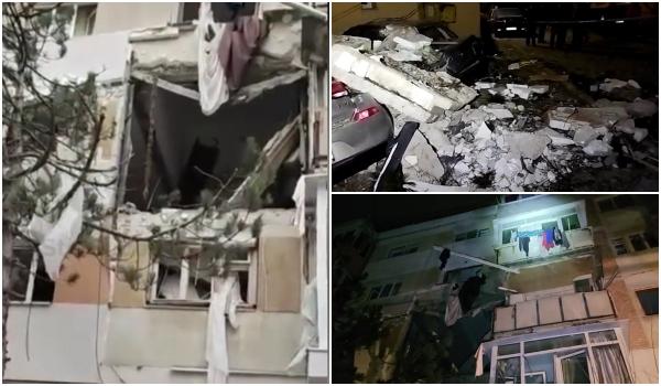 Noi imagini cu explozia din Suceava. Momentul în care bărbatul de 61 de ani e aruncat din casă cu tot cu perete