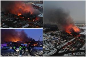 Incendiu uriaş la un centru comercial de lângă Moscova. Cel puţin o persoană ar fi murit. Ruşii acuză un posibil "act criminal"