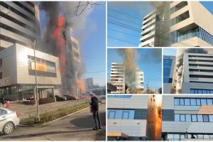 Incendiu puternic la o sală de sport din Iaşi. Vâlvătaia a cuprins şi blocul de apartamente, aflat la 2 metri distanţă. 20 de persoane s-au autoevacuat