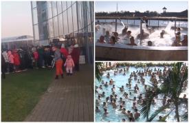Au vrut la piscină în miezul iernii, dar alţi 8.000 de oameni au gândit la fel. Umăr la umăr, în jacuzzi