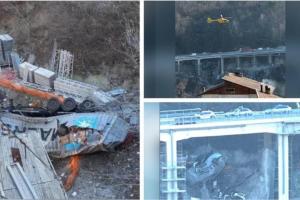 Un şofer român a scăpat miraculos cu viaţă după un accident teribil în Italia: TIR-ul pe care îl conducea a căzut 15 metri în gol