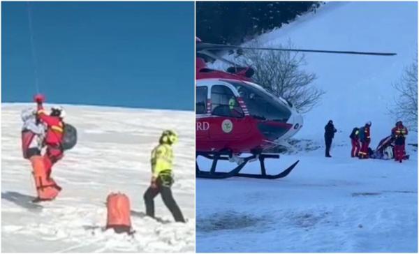 O turistă care şi-a fracturat glezna la schi, în Munţii Bucegi, a fost evacuată de salvamontişti cu ajutorul elicopterului SMURD