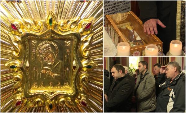''Maica Domnului să le aşeze cum ştie mai bine!'' Cu emoţie în suflet, credincioşii s-au închinat la o icoană făcătoare de minuni adusă tocmai din Ucraina