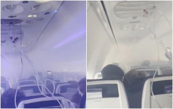Momente de groază la bordul unui avion, după ce a lovit un stol de păsări: un motor a luat foc, cabina s-a umplut de fum, măştile de oxigen au fost coborâte