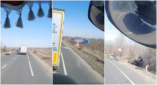 Tragedie cu doi morți pe un drum din Vrancea. Un TIR a ajuns pe câmp, după ce s-a ciocnit cu o mașină pe DN2, la Dumbrăveni
