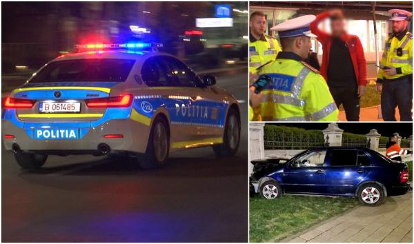 Polițiștii de la rutieră, razie de amploare cu noile BMW-uri pe străzile din București. Un tânăr s-a înfipt cu maşina direct în gardul Palatului Palamentului