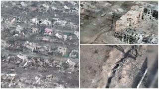 Imagini terifiante din dronă cu lupte ca-n Primul Război Mondial la Bahmut. Zeci de ruși morți pe străzi. Nicio clădire nu a rămas nebombardată