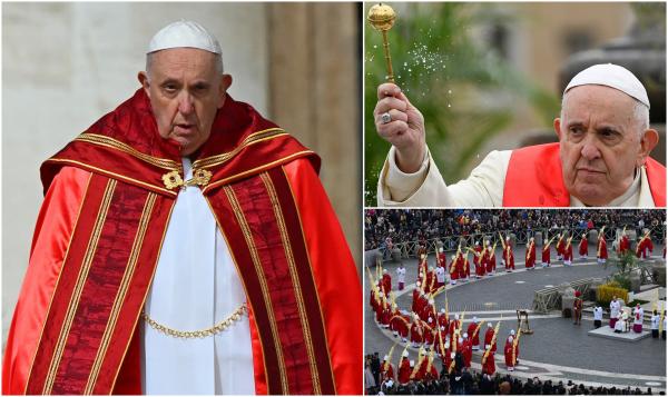Papa Francisc a condus slujba de Florii de la Vatican, la o zi după ce a ieşit din spital. Sute de mii de credincioşi catolici s-au adunat în Piaţa Sf. Petru