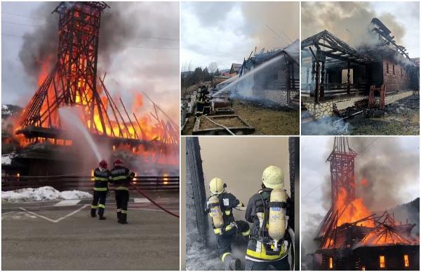 Cum s-ar fi produs incendiul de la biserica de lemn din Borşa. Un turist aflat pe pârtie a apelat la 112 când a văzut flăcările