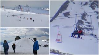 1 Mai pe schiuri. Zeci de turiști s-au distrat pe pârtiile din Sinaia, administratorii cred că sezonul de schi ar putea fi prelungit cu încă o săptămână