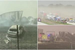 Carambol uriaș, cu zeci de mașini și camioane, sunt șase morți și peste 30 de răniți. O furtună de praf a lovit o autostradă din Illinois, SUA