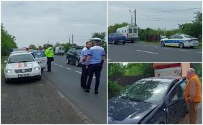 Dubă cu patru deținuți, accident cu poliția pe un drum din Buzău. Mașina penitenciarului a intrat pe contrasens