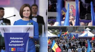 Mesajul răspicat al Maiei Sandu, la mitingul pro-Europa cu 75.000 de oameni: "Locul Moldovei este în UE"