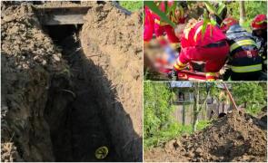 Muncitor îngropat de viu, după ce un mal de pământ s-a surpat, când făcea săpături la instalația de canalizare. Gorjeanul a supravieţuit miraculos