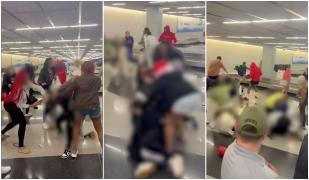 Încăierare sălbatică, cu tras de păr, pumni și picioare, pe un aeroport din SUA. 12 oameni s-au luat la bătaie chiar în fața benzii de bagaje