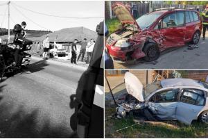 "M-am speriat, puteam să fac infarct". Un șofer neatent din Iași a pierdut controlul volanului și a ajuns în curtea unor localnici, după ce a acroșat o altă mașină
