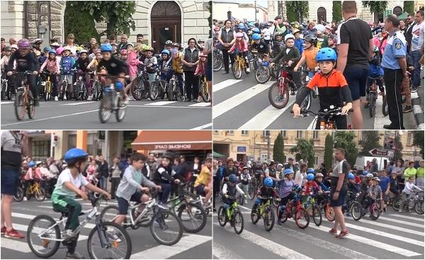 De Ziua Copilului, sute de prichindei din Hațeg au participat la o cursă de biciclete. Cei mici s-ar întrecut pentru un premiu pe măsură