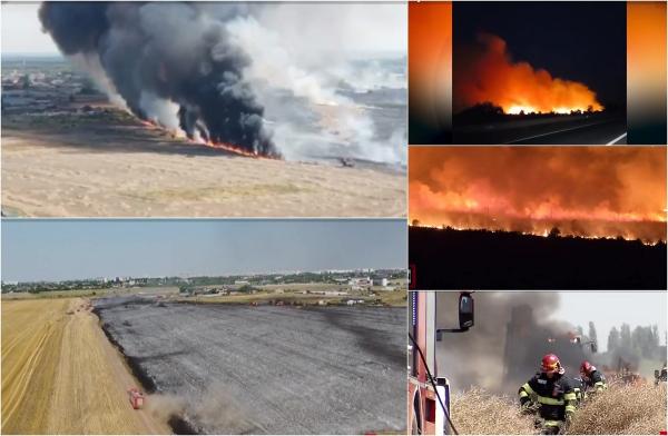 "Nu am văzut aşa ceva în viaţa mea". Oameni înspăimântaţi după ce sute de hectare au ars lângă casele lor. Risc ridicat de incendii de vegetaţie în toată ţara
