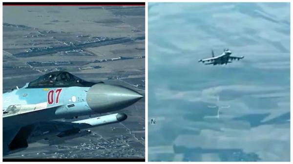 Momentul în care ruşii lovesc o altă dronă americană MQ-9 Reaper. Un SU-35 a lansat "flares" asupra ei şi a avariat-o