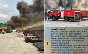 Incendiu puternic în Glina, la un depozit de mase plastice și carton. A fost emis un mesaj RO-Alert