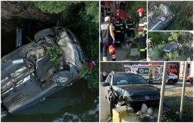Un bărbat a plonjat cu maşina direct în Dunăre, după ce un alt şofer a intrat pe contrasens şi l-a izbit frontal, în Mehedinţi. Patru persoane au ajuns la spital