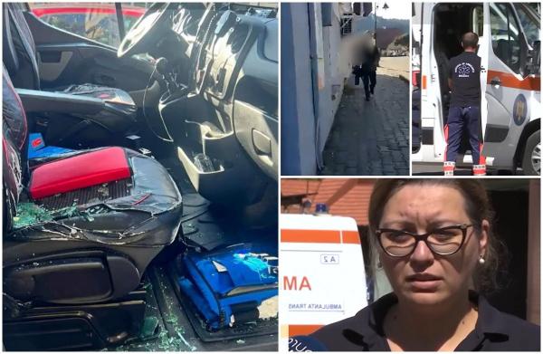 Ambulanţă vandalizată de un bărbat care sunase la 112 pentru ajutor, în Râşnov: "A dat doi pumni încât s-a spart geamul. Am cioburi în gură şi peste tot"