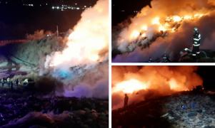 Incendiu violent la o groapă de gunoi de lângâ Ploieşti. Focul a fost atât de puternic încât au fost emise mesaje RO-ALERT