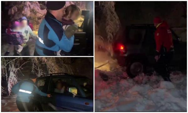 O familie cu trei copii, niciunul mai mare de 7 ani, blocată în nămeţi la Semenic. Zăpada i-a ţinut captivi timp de trei ore dramatice