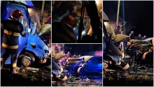 Accident teribil pe o șosea din Mureș, după ce o mașină a intrat cu viteză pe contrasens. Unul dintre șoferi a fost descarcerat de pompieri