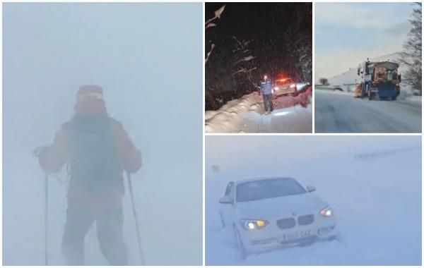 "Băi, nu pot sta aici!" Zeci de şoferi au rămas blocaţi pe drumuri de munte, din cauza viscolului şi ninsorii. Codul portocaliu de vreme rea valabil şi de Crăciun