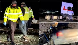 Tragedie la "Zidul Morţii", în Suceava. Grăbit să ajungă acasă, un şofer a murit după ce s-a izbit într-un TIR. Bucăţi din caroserie, împrăştiate pe asfalt