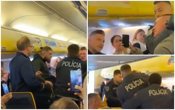 Panică la bordul unui avion Ryanair, după ce un pasager a început să se certe cu alţi călători. Bărbatul a fost dat jos cu forţa din aeronavă