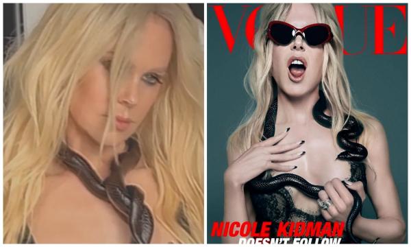 Nicole Kidman, cu un şarpe încolăcit în jurul gâtului, pe coperta Vogue