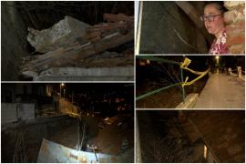 Clipe de groază pentru o familie din Braşov. O placă de beton s-a prăbuşit peste acoperişul lor, după ce fundaţia unei străzi s-a surpat