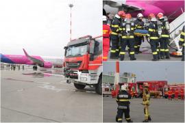 Exerciţiu al pompierilor pe Aeroportul Otopeni: avion în flăcări, cu 40 de pasageri. Rezultatele vor fi publicate în curând