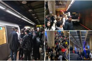 Incident pe Magistrala 1 de metrou, după ce două trenuri s-au întâlnit pe aceeaşi linie. Staţiile s-au aglomerat, iar călătorii au aşteptat mai bine de 40 de minute