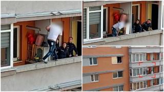 Caz misterios în Cluj-Napoca. Un bărbat a fost filmat în timp ce sărea de la un balcon la altul, strigând ajutor în italiană