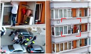 Cum a ajuns un italian să atârne la 10 metri de sol, pe faţada unui bloc din Cluj. "A trecut pe pervaz până la vecinul în balcon"