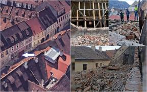 O clădire din centrul istoric al Braşovului s-a prăbuşit. 14 persoane au fost evacuate de urgenţă
