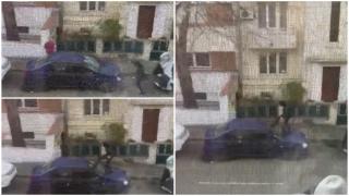 Scene şocante pe o stradă din Capitală. Un bărbat i-a spart parbrizul maşinii fostei iubite cu picioarele. Femeia, paralizată de frică, s-a baricadat 
