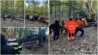 Un tânăr de 21 de ani și-a găsit sfârșitul sub roțile tractorului pe care îl conducea. Tragedie într-o pădure din Gorj