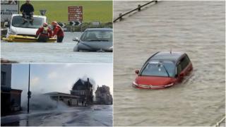 Furtuna Pierrick a măturat Regatul Unit şi Franţa. Mai multe orașe, inundate. Oamenii s-au urcat pe maşini ca să se salveze din calea puhoaielor