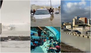 O furtună violentă a făcut ravagii în Dubai. Autostrăzile şi pista aeroportului s-au transformat în lacuri, un fulger ar fi lovit Burj Khalifa: "E tragic"