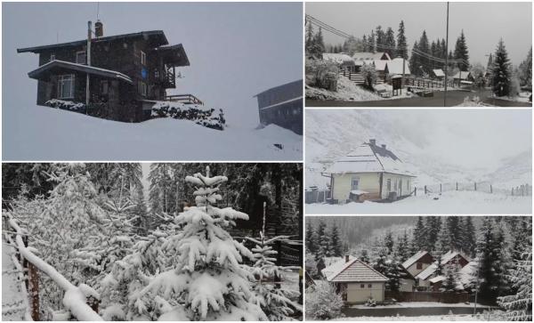 "S-a întors iarna. Ninge încontinuu!" Zăpadă de jumătate de metru la Bâlea Lac; în unele zone, s-au format troiene de 2 m