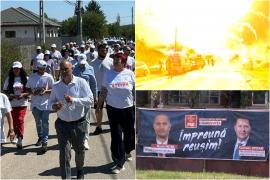 Primarul din Crevedia îşi face campanie pe gardurile caselor distruse în explozie. Suspendat de PSD, candidează pentru acelaşi partid