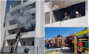 Explozie urmată de incendiu, în Iaşi. Un apartament a luat foc de la o lumânare aprinsă, 15 oameni au fost evacuaţi